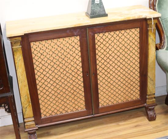 A marble top grill front chiffonier W.112cm